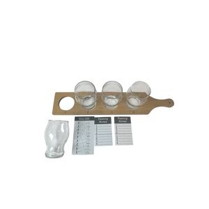 Beer Tasting Paddle Set with Glasses – Lightweight Wood Tray, Cheese Pair